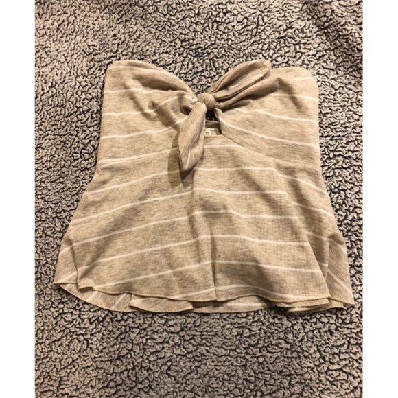 Truly Madly Deeply - Tan Tie Crop Top - Picture 2 of 4